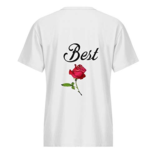 Luckycat Best Friend T-Shirt Impresión de Manga Corta Regalo de San Valentín Camisa Casual para Amante Camiseta de los Pares Dulce para Parejas como Regalos