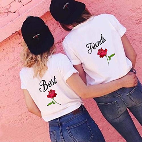 Luckycat Best Friend T-Shirt Impresión de Manga Corta Regalo de San Valentín Camisa Casual para Amante Camiseta de los Pares Dulce para Parejas como Regalos