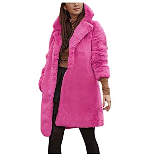 Luckycat Chaqueta de Abrigo de Piel sintética de Abrigo de Piel de Invierno para Mujer Abrigo por Faux Pelaje Elegante Largo Calentar Pelaje Capa Largo Pelaje Chaqueta Tops Desgastar Invierno Chaqueta