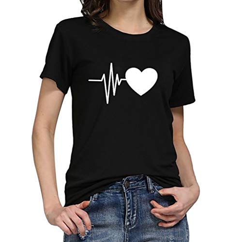 Luckycat Mujeres Camisetas Letras Impresas T Shirt Elegante Manga Corta Túnica Casual Suelto Blusas Camisas Tops