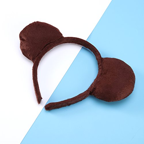 LUOEM Animal Cosplay Headband Tail Bow Costume Set Monkey Ears Diademas Hair Band para Cosplay Fiesta de disfraces de Halloween, paquete de 3