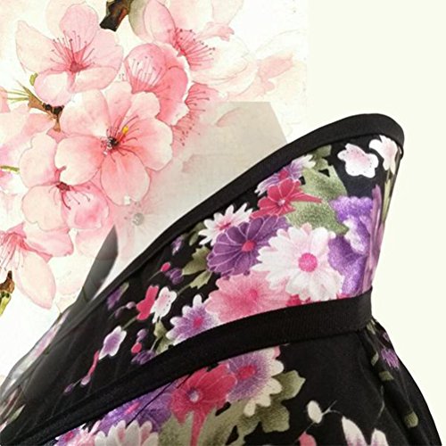 LUOEM Kimono tradicional japonés para mujer, disfraz de fiesta, talla XXXL (negro)