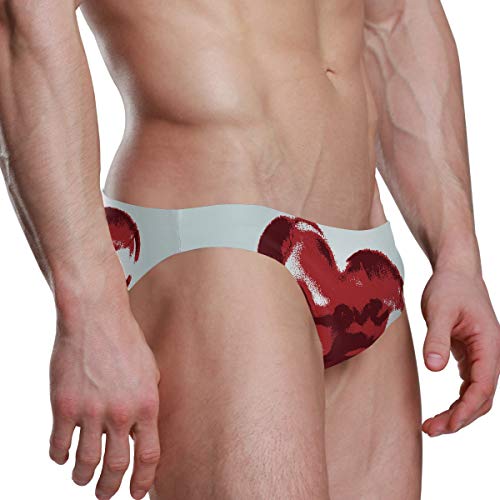 LUPINZ Trampa en el amor patrón de corazón traje de baño bragas para hombres 1 XL