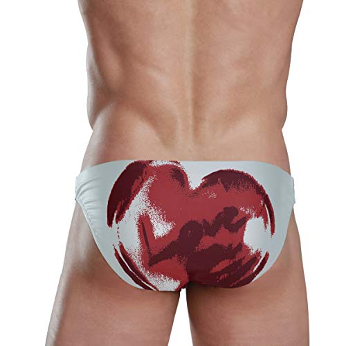 LUPINZ Trampa en el amor patrón de corazón traje de baño bragas para hombres 1 XL