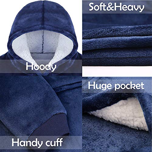 Lushforest Sudadera con Capucha, Sudadera con Capucha de Gran tamaño, cálida, cómoda, para Adultos, Hombres, Mujeres, Adolescentes. (Azul)