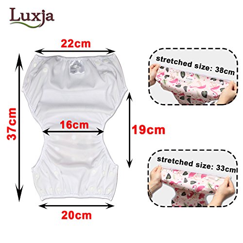 Luxja Pañal de Natación para bebes Bañador Reutilizable de Nadar de Bebé Pañal lavable para Bebé (0-3 años), flamenco del bosque + estrellas (raya roja)