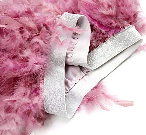 L'VOW Mujer Sexy Cintura Media Mini línea A Falda de Naturales Plumas para Fiesta de Bodas de Halloween (Rosa empolvado, S)