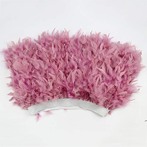 L'VOW Mujer Sexy Cintura Media Mini línea A Falda de Naturales Plumas para Fiesta de Bodas de Halloween (Rosa empolvado, S)