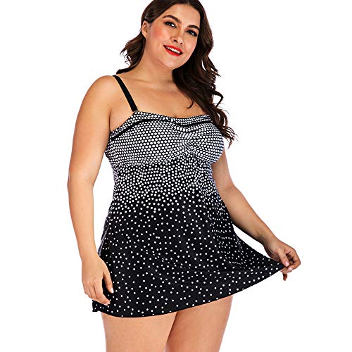 LWX Mujer Talla Grande Bañadores Push up Halter de Mujer Traje de baño formador de Figura con faldita Bauchweg,Blue,XXL