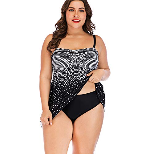 LWX Mujer Talla Grande Bañadores Push up Halter de Mujer Traje de baño formador de Figura con faldita Bauchweg,Blue,XXL