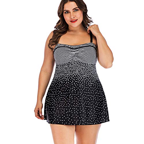 LWX Mujer Talla Grande Bañadores Push up Halter de Mujer Traje de baño formador de Figura con faldita Bauchweg,Blue,XXL