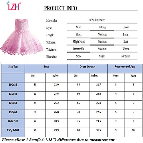 LZH Vestido Formal de Niña Bautizo Bautizo Princesa Boda Vestido de Cumpleaños