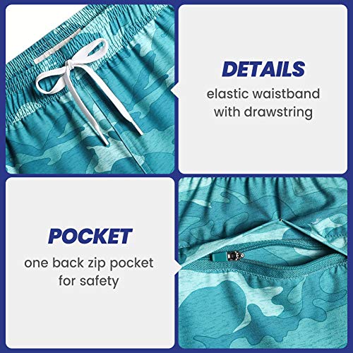 MaaMgic Bañador Hombre de Natación Estiramiento de 4 vías Secado Rápido Interior de Malla Traje de Baño Deportivos 4-Way Stretch，Camuflaje，M