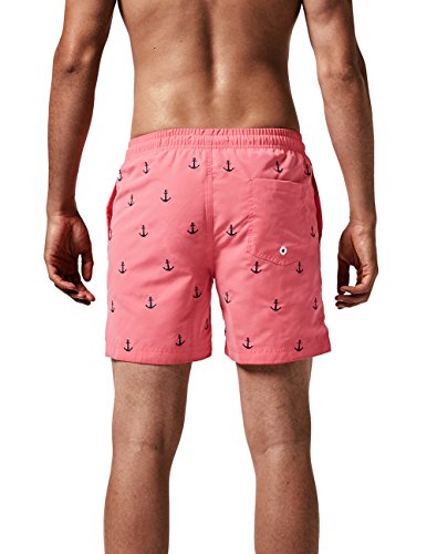 MaaMgic Bañador Hombre Shorts de Baño para Hombre Shorts de Playa Traje de Baño para Natación Secado Rápido para Vacaciones Ancla,Rosa Ancla,XL