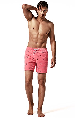 MaaMgic Bañador Hombre Shorts de Baño para Hombre Shorts de Playa Traje de Baño para Natación Secado Rápido para Vacaciones Ancla,Rosa Ancla,XL