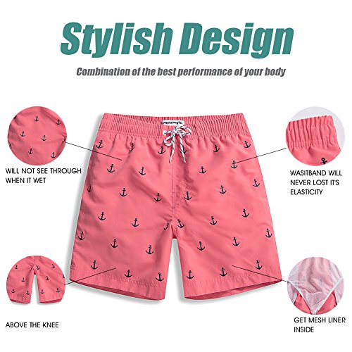 MaaMgic Bañador Hombre Shorts de Baño para Hombre Shorts de Playa Traje de Baño para Natación Secado Rápido para Vacaciones Ancla,Rosa Ancla,XL