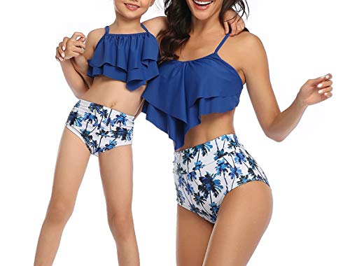 Madre e Hija Bikinis Traje de baño, Mamá bebé Bañadores de Mujer de Verano Playa, Conjunto de Bikini de Baño Niñas Traje de Baño para Niña Bañador Cuello Halter de Dos Piezas (L, 116-niña)