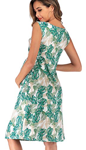 Maeau - Vestido Premamá de Lactancia Suave Vestido Mujer Embarazada Casual 2 Capas Cuello en V Verano Midi Vestido Maternidad Mujer sin Manga Vestir Dress para Hogar Fiesta Vacaciones - Verde