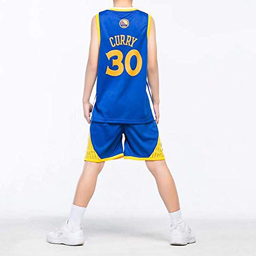 Maillots de Baloncesto para Niños- Conjunto Curry#30 Camiseta de Baloncesto Chaleco & Pantalones Cortos de Verano para Chicos y Chicas (Azul #30, XS)