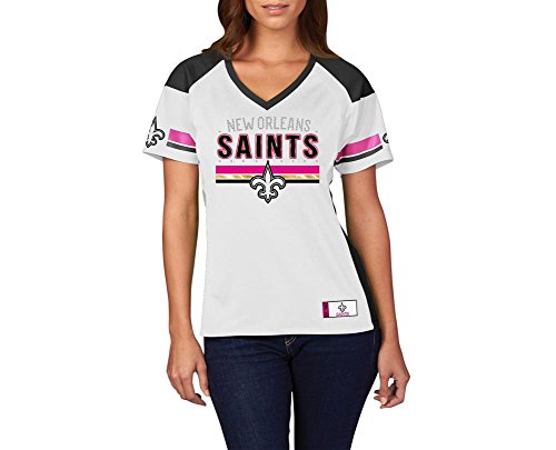 Majestic NFL New Orleans Saints Draft Me White Women's Girls Ladies - Camiseta para mujer (talla grande)