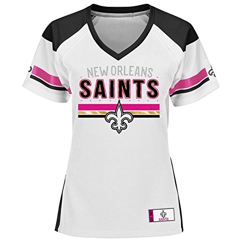 Majestic NFL New Orleans Saints Draft Me White Women's Girls Ladies - Camiseta para mujer (talla grande)