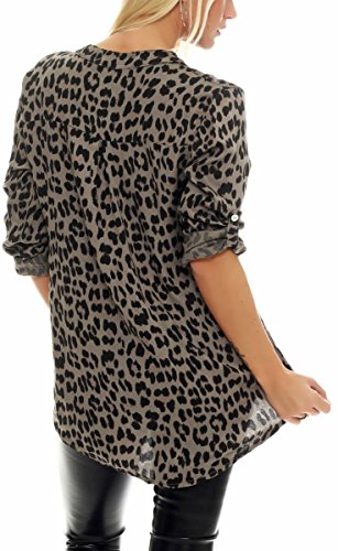 Malito Blusa con Animal-Print Safari 3/4 Túnica Parte Superior Top Obersized 6702 Mujer Talla Única (Fango)