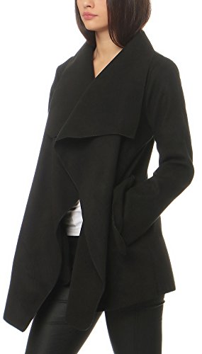 Malito Corto Abrigo con Cascada Capote Manteo Gabán Chaqueta Envolver Bolero 3041 Mujer Talla Única (Negro)