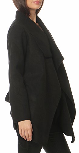 Malito Corto Abrigo con Cascada Capote Manteo Gabán Chaqueta Envolver Bolero 3041 Mujer Talla Única (Negro)