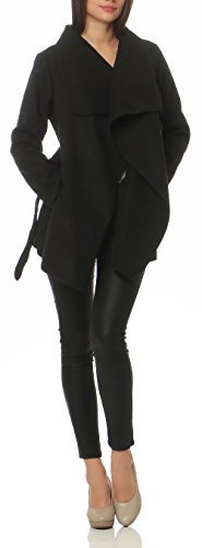 Malito Corto Abrigo con Cascada Capote Manteo Gabán Chaqueta Envolver Bolero 3041 Mujer Talla Única (Negro)