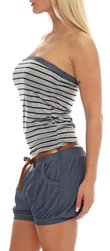 Malito Corto Jumpsuit en el Marina Diseño Body Catsuit Playsuit Casual 9646 Mujer Talla Única (Gris Oscuro)