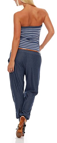 Malito Jumpsuit en el Marine Diseño Body Catsuit Playsuit Casual 9650 Mujer Talla Única (Color de Tejano)