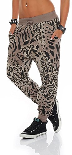 Malito Pantalón Leo-Design Boyfriend Torcedura Baggy Aladin Bombacho Sudadera Envolver 3344 Mujer Talla Única (Fango)