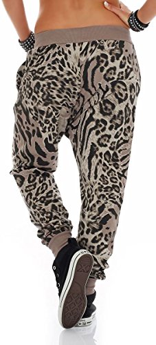 Malito Pantalón Leo-Design Boyfriend Torcedura Baggy Aladin Bombacho Sudadera Envolver 3344 Mujer Talla Única (Fango)