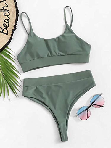 Mamasitaa Bikini Verde Militar Mujer 2019 Bañador Traje de baño Alta Cintura Acolchado