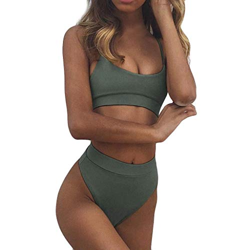 Mamasitaa Bikini Verde Militar Mujer 2019 Bañador Traje de baño Alta Cintura Acolchado