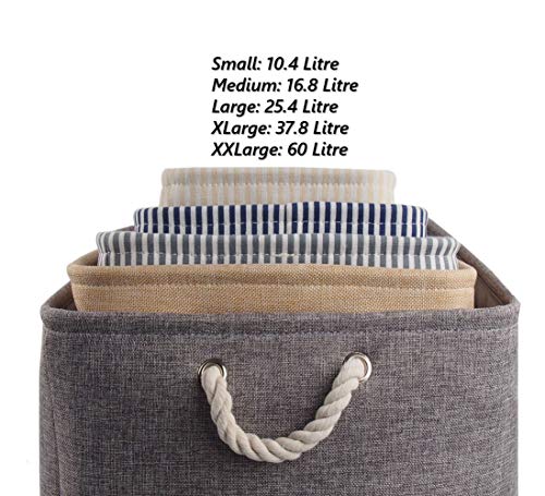 Mangata Lavable Plegable Engrosada Lona Tela Caja de Almacenamiento con cordón (Xlarge, Gris)