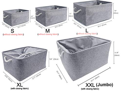 Mangata Lavable Plegable Engrosada Lona Tela Caja de Almacenamiento con cordón (Xlarge, Gris)