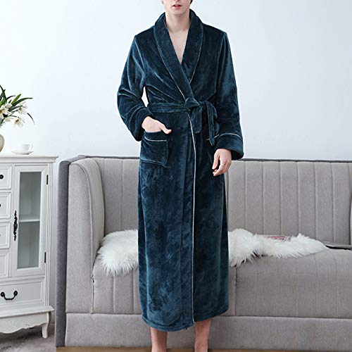 Manta Sudadera Con Capucha Invierno Grueso Cálido Mujeres Hombres Color Sólido Ropa Térmica Para El Hogar Camisón De Franela Batas Largas Coral Terciopelo Kimono Albornoz Ropa De Dormir,Verde,XXXL