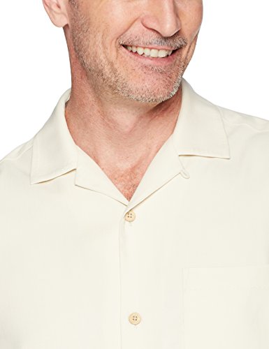Marca Amazon - 28 Palms Relaxed-Fit Short-Sleeve 100% Silk Solid Camp Shirt button-down-shirts, Natural, US S (EU S)