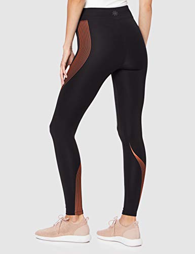 Marca Amazon - AURIQUE Bal181la18 - leggings deporte mujer Mujer, Negro (Black/Autumn Glaze), 42, Label:L