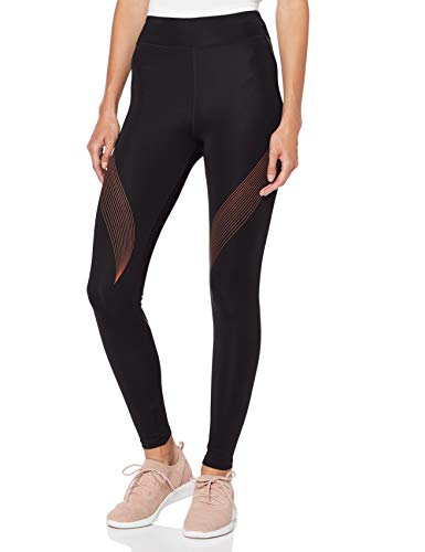 Marca Amazon - AURIQUE Bal181la18 - leggings deporte mujer Mujer, Negro (Black/Autumn Glaze), 42, Label:L