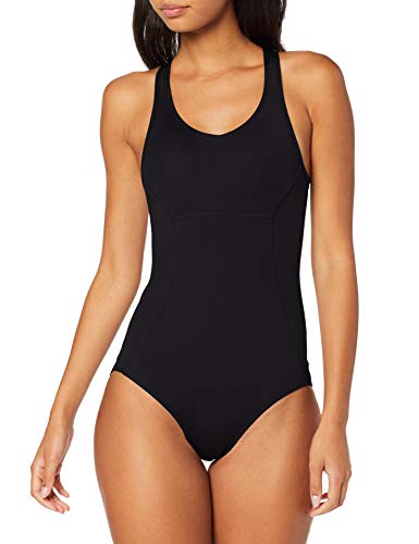 Marca Amazon - AURIQUE Bañador con Espalda de Nadador Mujer, Negro (Black), L, Label:L