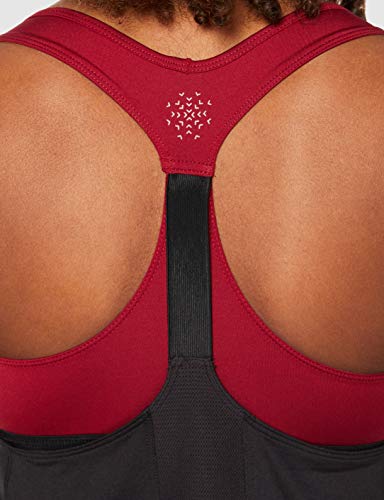 Marca Amazon - AURIQUE Camiseta Deportiva de Doble Capa Mujer, Negro (Black/Rumba Red), 38, Label:S