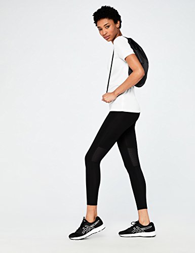 Marca Amazon - AURIQUE Camiseta Deportiva de Rejilla Mujer, Blanco (White), 38, Label:S