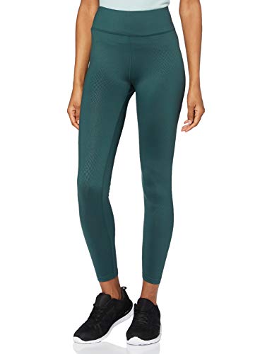 Marca Amazon - AURIQUE Leggings de Deporte con Textura Piel de Serpiente Mujer, Azul (Teal Teal), 40, Label:M