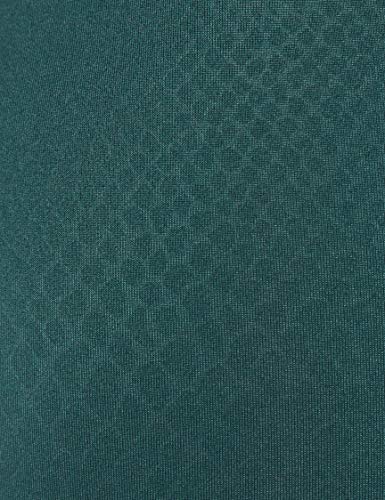 Marca Amazon - AURIQUE Leggings de Deporte con Textura Piel de Serpiente Mujer, Azul (Teal Teal), 40, Label:M