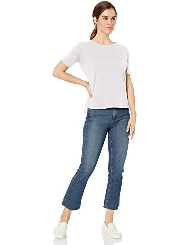 Marca Amazon - Daily Ritual - Camiseta de manga corta y hombros caídos de algodón ligero ablandado para mujer, Blanco, US S (EU S - M)