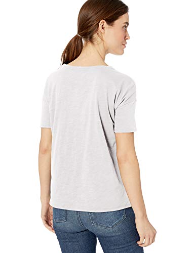Marca Amazon - Daily Ritual - Camiseta de manga corta y hombros caídos de algodón ligero ablandado para mujer, Blanco, US S (EU S - M)