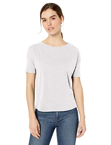 Marca Amazon - Daily Ritual - Camiseta de manga corta y hombros caídos de algodón ligero ablandado para mujer, Blanco, US S (EU S - M)