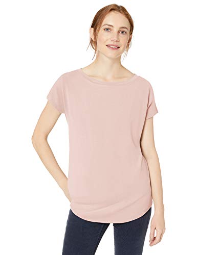 Marca Amazon - Daily Ritual - Camiseta de punto cómoda con escote barco y manga dolman para mujer, Rosado, US M (EU M - L)